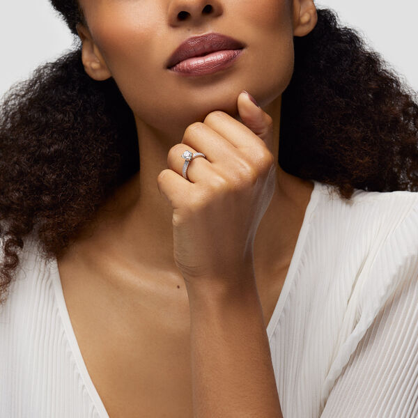 Pav&eacute; Solitaire Engagement Ring